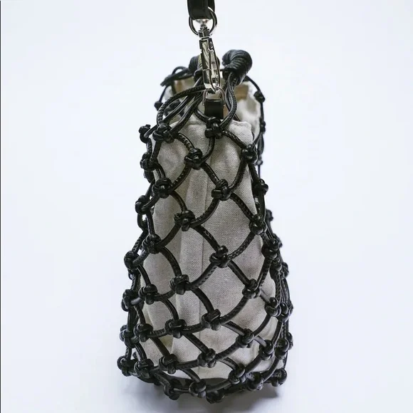 Zara Set - Black Knotted Mesh Heels & Mini Bag - Picture 5 of 12